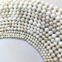 Mixed Gemstone Beads, Magnesite, Round, polished white, 34-37.6CM 