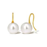 Brass Earring Hook, with Plastic Pearl, real gold plated, for woman 
