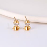 Cubic Zirconia Micro Pave Brass Earring, Angel, real gold plated, micro pave cubic zirconia & for woman, Champagne 