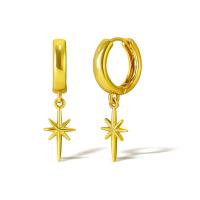 Huggie Hoop Drop Earring, Латунь, плакированный настоящим золотом, Женский, Золотой, продается Пара