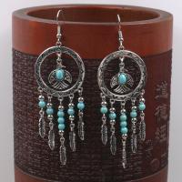 Boucle d'oreille en alliage Zinc turquoise, alliage de zinc, avec turquoise, bijoux de mode, Vendu par paire