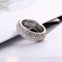 Titanium Steel Finger Ring, fashion jewelry & Unisex & with rhinestone 