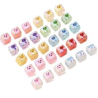Enamel Acrylic Beads, Square, DIY, mixed colors, 13mm [