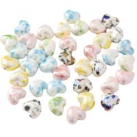 perle en porcelaine plaquée colorée , coeur, DIY, couleurs mélangées, 16mm, Vendu par PC