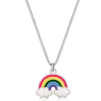 Emaille Zink Legierung Halskette, Zinklegierung, Regenbogen, silberfarben plattiert, Modeschmuck & für Frau, Länge:ca. 40 cm, verkauft von PC