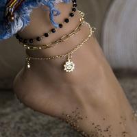 Zinc Alloy Anklet, with Plastic, with 7cm extender chain, gold color plated, three layers & fashion jewelry & for woman Approx 19.5 cm, Approx 20 cm, Approx 19 cm 