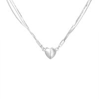 Titanium Steel Jewelry Necklace, with Magnet, Heart, silver color plated, fashion jewelry & for woman, silver color .5 cm 