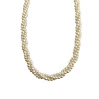 Стеклянные жемчужные ожерелья, Стеклянный жемчуг, с 5cm наполнитель цепи, ювелирные изделия моды & Женский, белый, длина:42 см, продается Strand