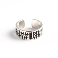 Sterling Silver Finger Ring, 925 Sterling Silver, Carved, fashion jewelry & for woman, US Ring 