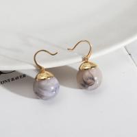 Resin Drop Earring, Brass, with Resin, fashion jewelry & for woman 