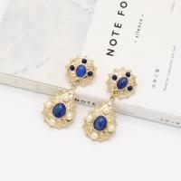 Boucle d'oreille en demi-gemme , alliage de zinc, avec Lapis lazuli, bijoux de mode & pour femme, 55mm, Vendu par paire