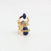 Gemstone Zinc Alloy Finger Ring, with Lapis Lazuli, fashion jewelry & for woman & with rhinestone, Inner Approx 17mm 