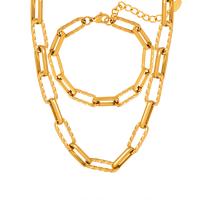 Titanio conjunto de joyas de acero, Partículas de acero, con 1.97inch extender cadena, Recubrimiento iónico al vacío, Joyería & diferentes estilos para la opción & para mujer, dorado, longitud:aproximado 5.9 Inch, aproximado 15.75 Inch, Vendido por UD