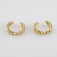 Cubic Zirconia Micro Pave Brass Earring, with Cubic Zirconia, gold color plated, for woman 
