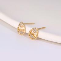 Cubic Zirconia Micro Pave Brass Earring, real gold plated, micro pave cubic zirconia & for woman, Champagne 