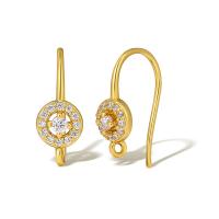 Brass Hook Earwire, real gold plated, micro pave cubic zirconia & for woman, gold 