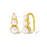 Brass Hook Earwire, with Plastic Pearl, real gold plated, for woman [