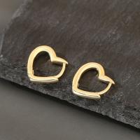 Brass Hoop Earring, Heart, gold color plated, fashion jewelry & for woman 