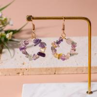 Gemstone Drop Earring, Zinc Alloy, with Natural Gravel, gold color plated, fashion jewelry & for woman 