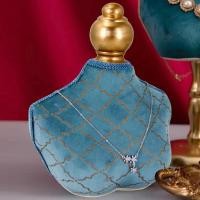 Exhibición de collar de terciopelo, paño, con madera, Sostenible, azul de pavo real, 170x220mm, Vendido por UD