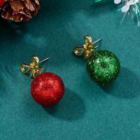 Pendientes de Navidad, aleación de zinc, con resina, chapado en color dorado, Diseño de Navidad & Joyería & para mujer, más colores para la opción, 37x18mm, Vendido por Par