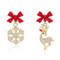 Christmas Earrings, Zinc Alloy, gold color plated, Christmas Design & fashion jewelry & for woman & with rhinestone 
