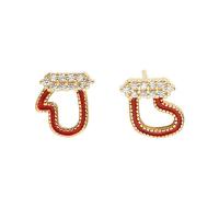 Christmas Earrings, Zinc Alloy, Christmas Design & fashion jewelry & for woman & with rhinestone 12mm 