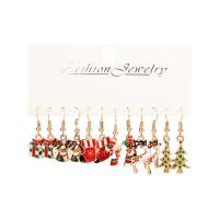 Christmas Earrings, Zinc Alloy, gold color plated, 6 pieces & Christmas Design & fashion jewelry & for woman & enamel 