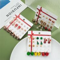 Christmas Earrings, Zinc Alloy, with Plastic Pearl, Christmas Design & fashion jewelry & for woman & with rhinestone 