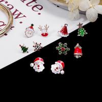 Christmas Earrings, Zinc Alloy, gold color plated, Christmas Design & fashion jewelry & for woman & enamel, 13mm 