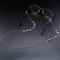 Zinklegierung Brillenkette, mit Muschel, für Frau, Silberfarbe, Länge:ca. 73 cm, verkauft von PC