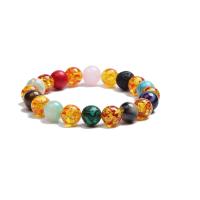 Gemstone Bracelets, Natural Stone, Round, fashion jewelry & Unisex, mixed colors, 10mm Approx 18 cm 