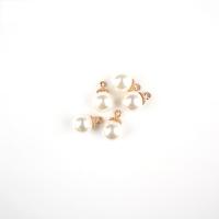 Zinc Alloy Jewelry Pendants, with Plastic Pearl, Round, gold color plated, DIY, white, 12mm, Approx 