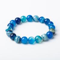 Lace Agate Bracelets, Round, fashion jewelry & Unisex, blue, 10mm Approx 20 cm [