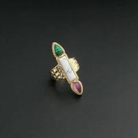 Драгоценный камень цинкового сплава палец кольцо, цинковый сплав, с магнезит & малахит, ювелирные изделия моды & Женский, внутренний диаметр:Приблизительно 17mm, продается PC