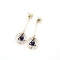 Gemstone Drop Earring, Brass, with Natural Stone, fashion jewelry & for woman 