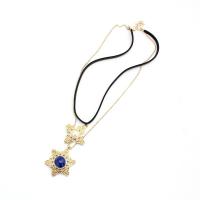 Gemstone Necklaces, Zinc Alloy, with Lapis Lazuli & leather cord, Double Layer & fashion jewelry & for woman Approx 15.74 Inch, Approx 18.5 Inch 
