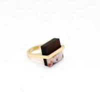Acryl Finger Ring, Zinklegierung, mit Acetat-Blatt & Holz, Modeschmuck & für Frau, keine, Innendurchmesser:ca. 17mm, verkauft von PC