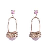 Gemstone Drop Earring, Zinc Alloy, with Gemstone, fashion jewelry & for woman 