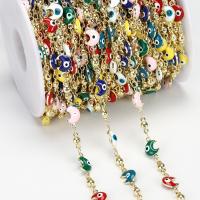 Латунь декоративная цепочка, Злой глаз, DIY & эмаль, разноцветный, 1м/сумка, продается сумка[