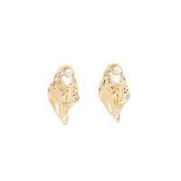 Plastic Pearl Zinc Alloy Earring, with Plastic Pearl, gold color plated, fashion jewelry & for woman, golden 