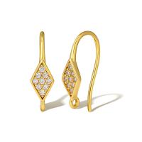 Brass Hook Earwire, real gold plated, micro pave cubic zirconia & for woman, golden [