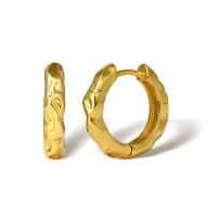 Brass Huggie Hoop Earring, real gold plated, for woman, golden 