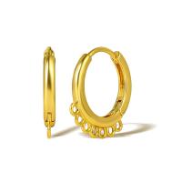 Латунный компонет-кольцо для сережек, Латунь, плакированный настоящим золотом, DIY, Много цветов для выбора, продается Пара
