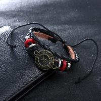 PU Leather Cord Bracelets, with Zinc Alloy, Star, Adjustable & fashion jewelry & for man, 21cm 