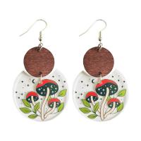 Acrylic Drop Earring, with Wood & for woman, 70mm 