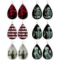 PU Leather Drop Earring, with Iron, Teardrop, Halloween Jewelry Gift & for woman, 85mm 