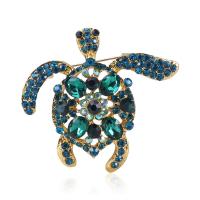 Rhinestone Zinc Alloy Brooch, Turtle, gold color plated, for woman & with rhinestone 