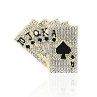 Rhinestone Zinc Alloy Brooch, Poker, plated, for woman & enamel & with rhinestone 