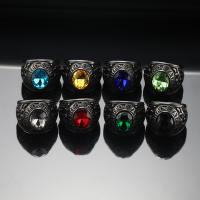 チタン鋼の指環, チタン鋼, メッキ, 異なるサイズの選択 & 男性用 & ライン石のある, 無色, サイズ:7-13, 売り手 パソコン